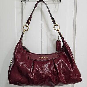 Coach ashley hobo in red patent leather